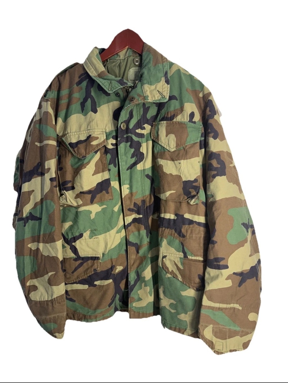 USGI M-65 Field Jacket Coat & Liner Cold Weather Woodland Camo Large Regular
